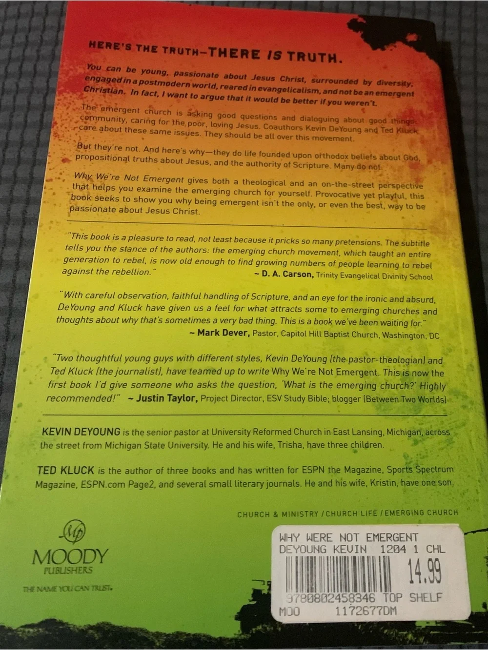 Why We’re Not Emergent Paperback Book by Kevin DeYoung